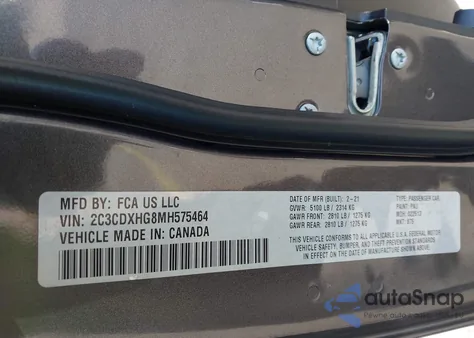 2021 Dodge Charger Gt Rwd z USA, uszkodzony, nr VIN 2C3CDXHG8MH575464